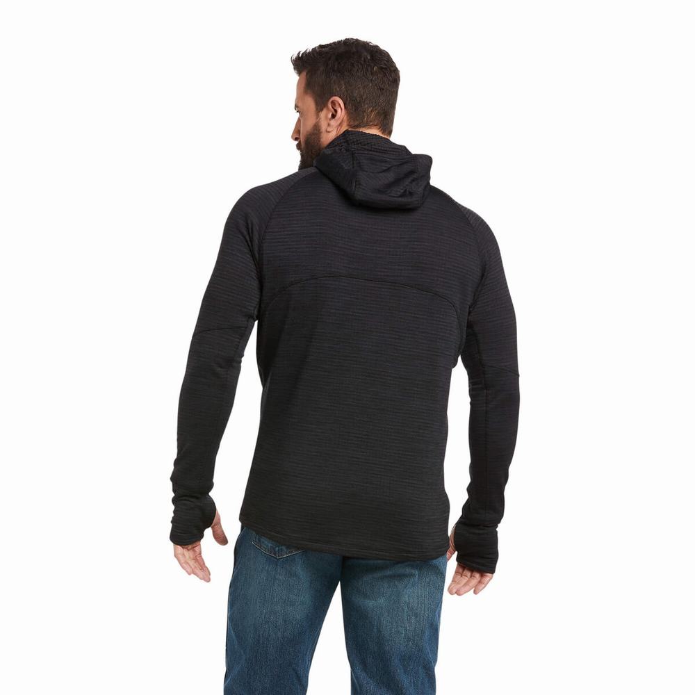 Black Men's Ariat Rebar Gridwork Balaclava Hoodies | 2379-XPDZM