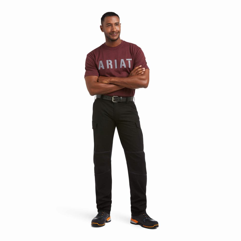 Black Men's Ariat Rebar M5 DuraStretch Ripstop Cargo Pants | 8709-BPCXV