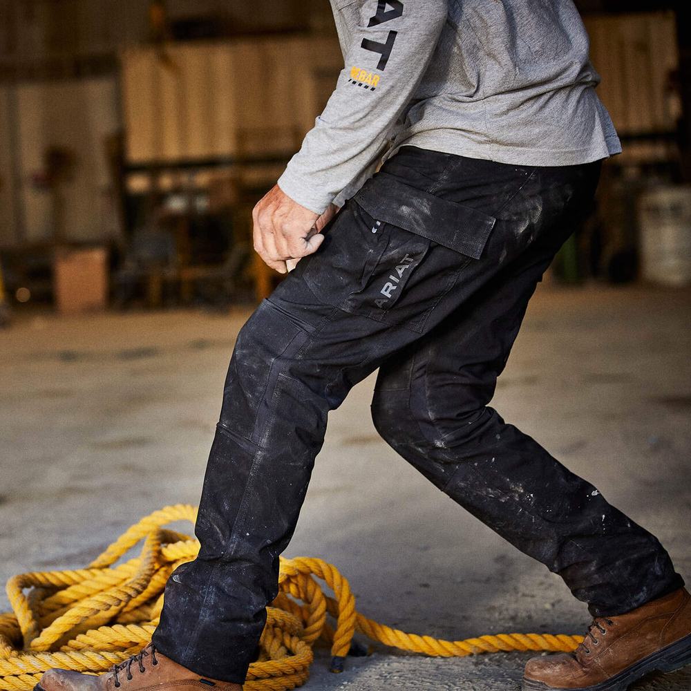 Black Men's Ariat Rebar M5 DuraStretch Ripstop Cargo Pants | 8709-BPCXV