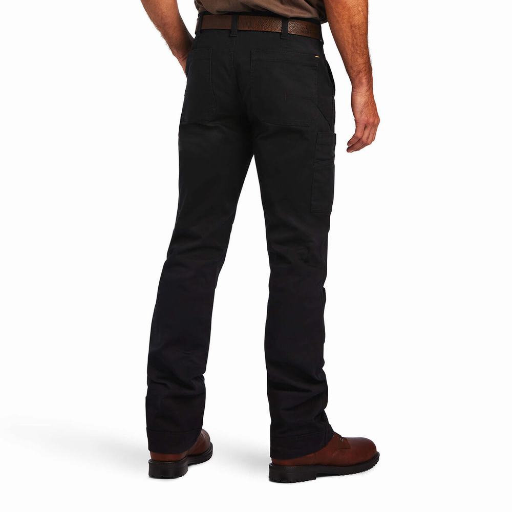 Black Men's Ariat Rebar M5 DuraStretch Washed Twill Dungaree Leg Pants | 1428-XACFZ