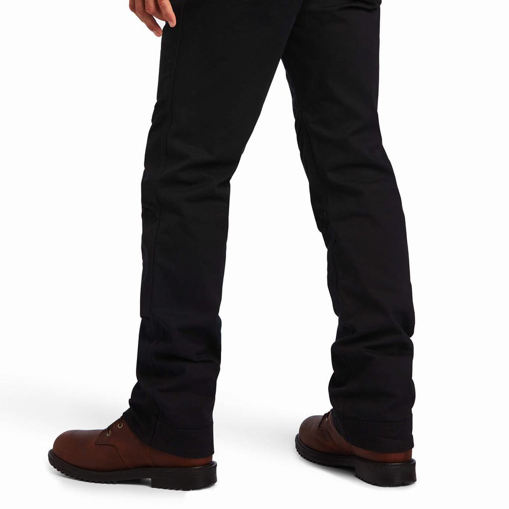 Black Men's Ariat Rebar M5 DuraStretch Washed Twill Dungaree Leg Pants | 1428-XACFZ