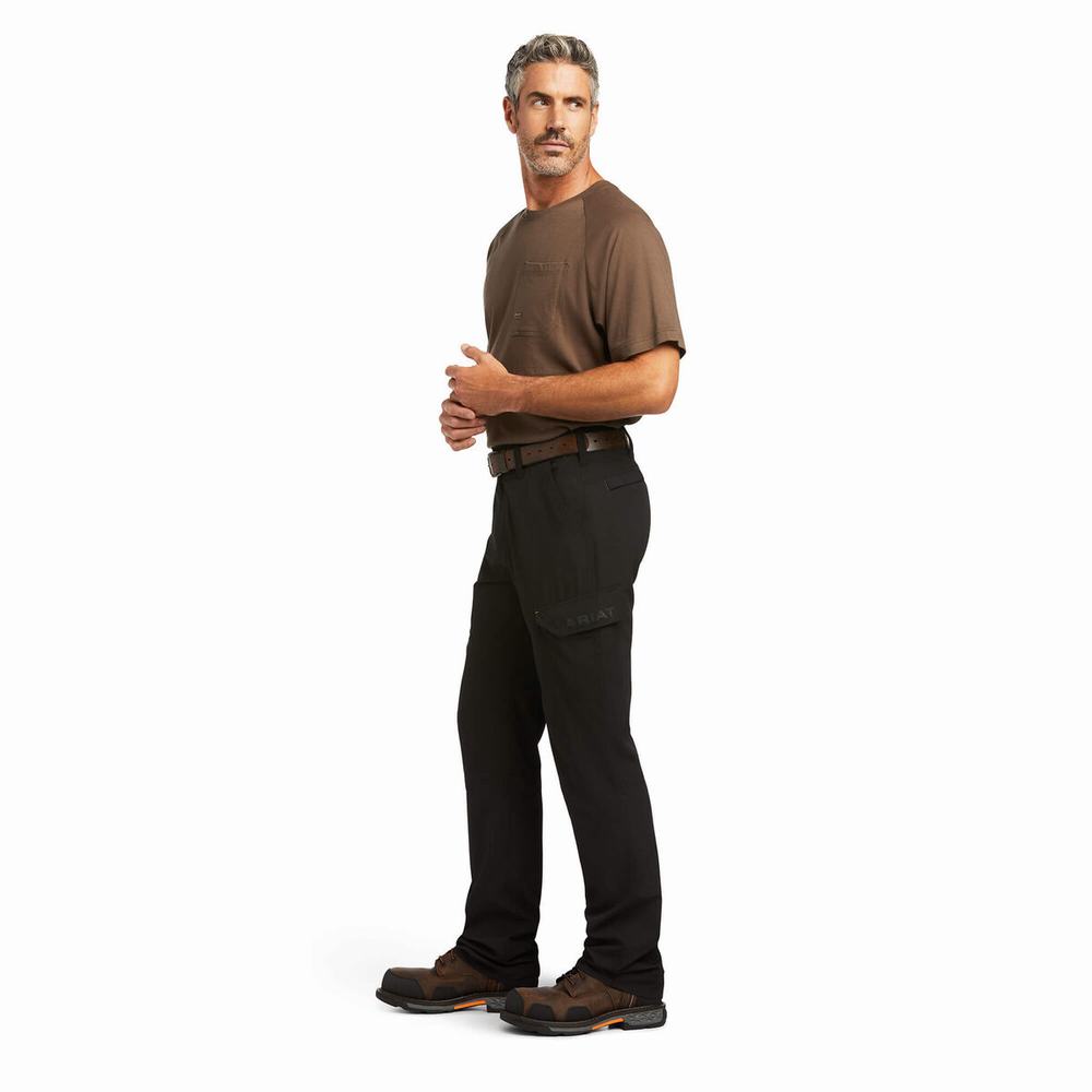 Black Men's Ariat Rebar M5 Flow Ultralight Leg Pants | 4651-FRSEG