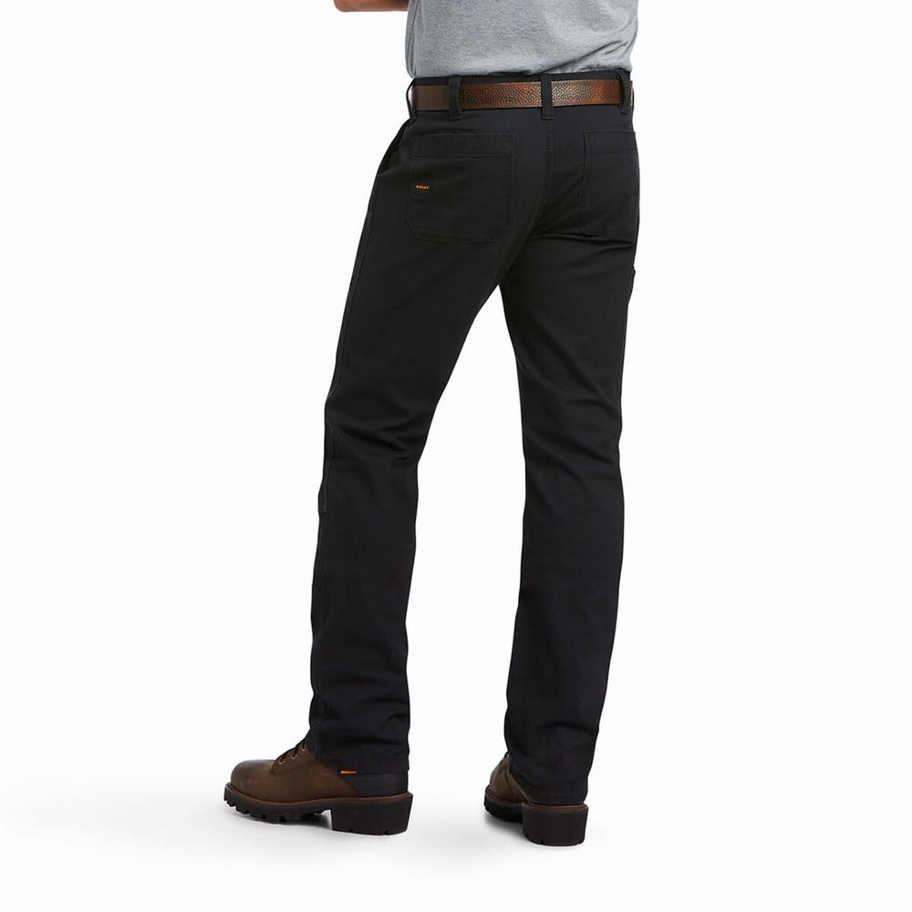 Black Men's Ariat Rebar M7 Slim DuraStretch Made Tough Double Front Pants | 7938-ATUWH