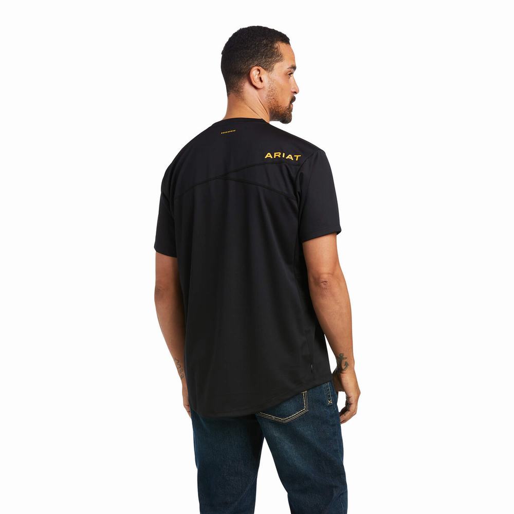 Black Men's Ariat Rebar Polartec Elite All Season Tops | 7986-RSCLX