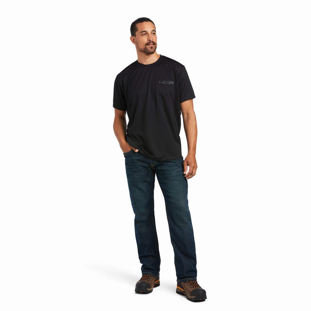 Black Men's Ariat Rebar Polartec Elite All Season Tops | 7986-RSCLX