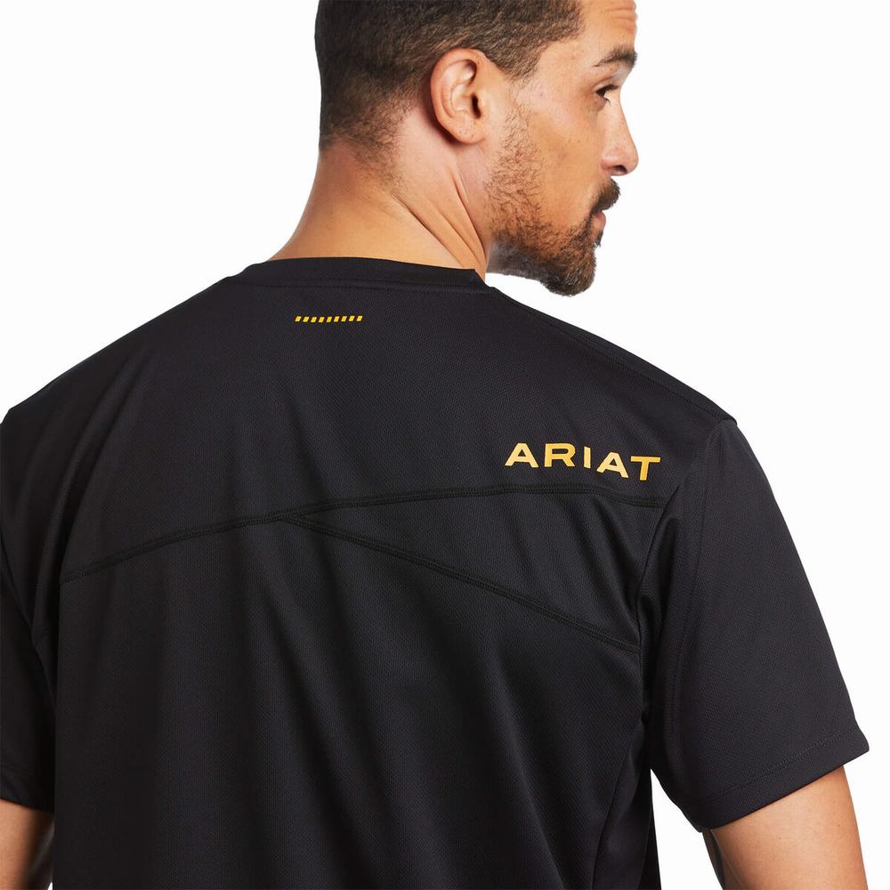 Black Men's Ariat Rebar Polartec Elite All Season Tops | 7986-RSCLX