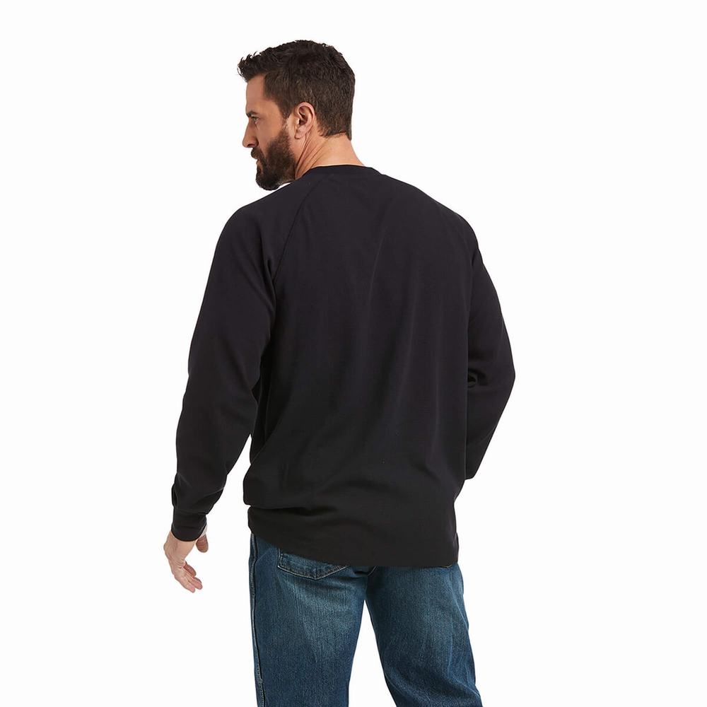 Black Men's Ariat Rebar Thermal Shirts | 0379-TJKSF