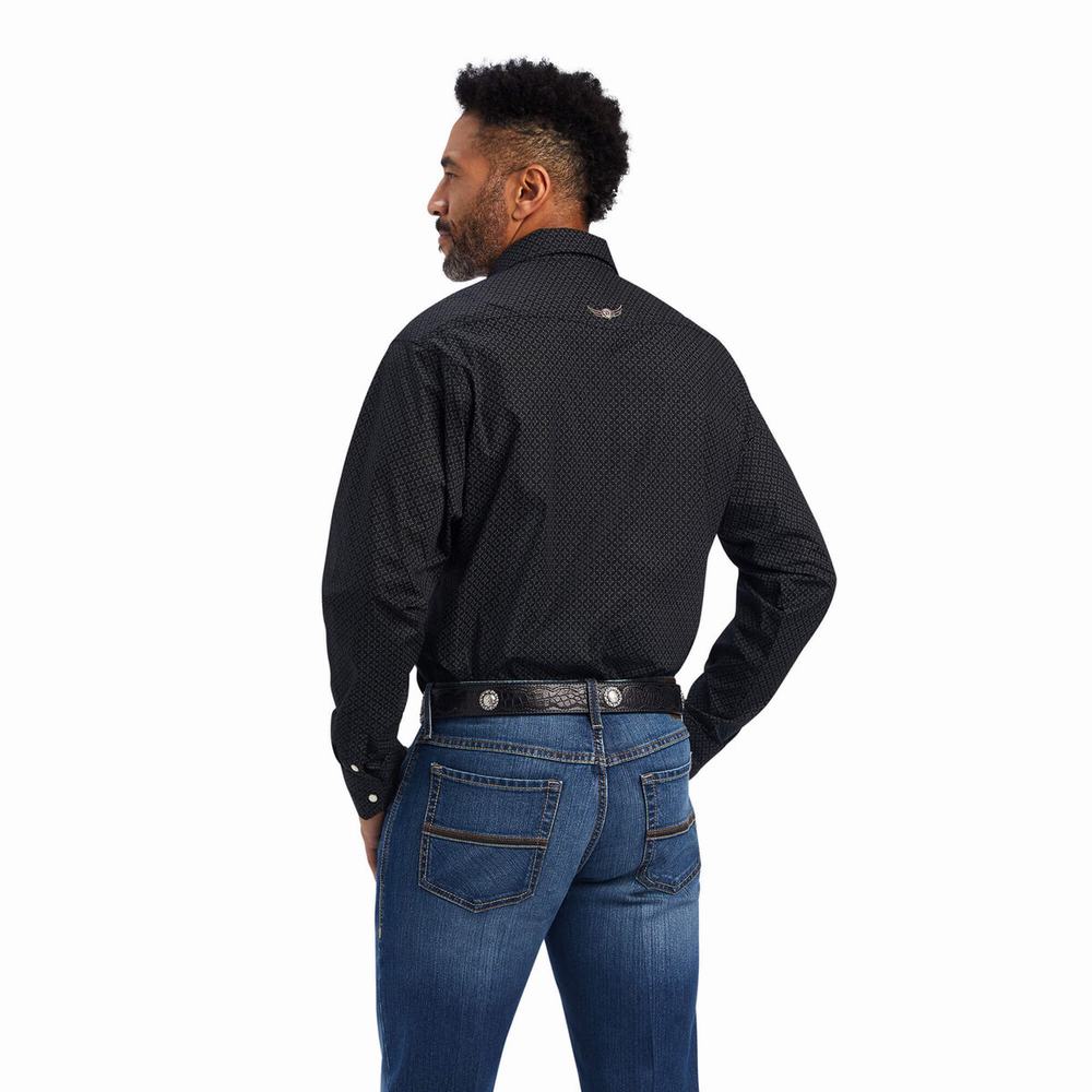 Black Men's Ariat Relentless Resilient Stretch Classic Fit Snap Shirts | 4607-XYTBL