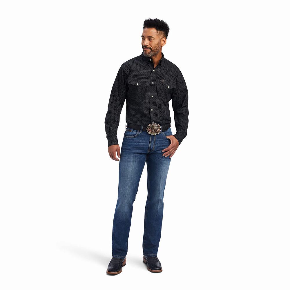 Black Men's Ariat Relentless Resilient Stretch Classic Fit Snap Shirts | 4607-XYTBL