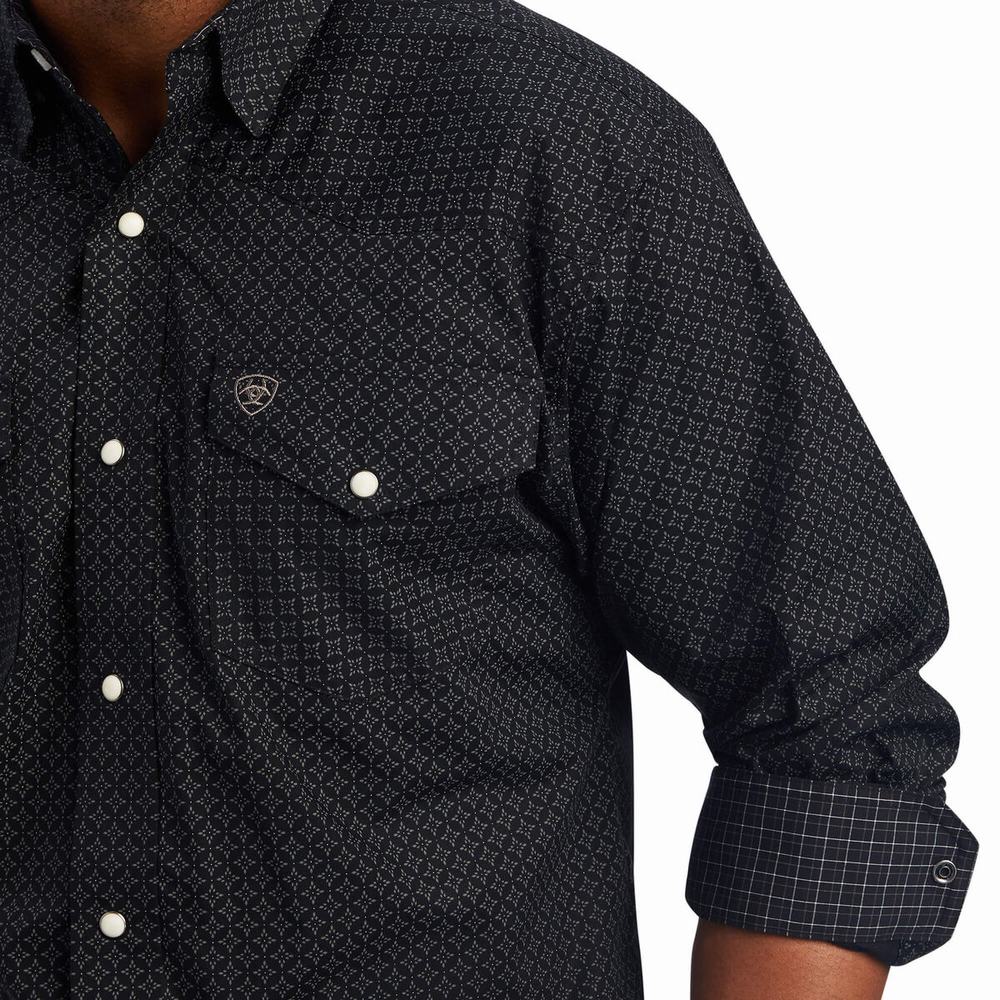 Black Men's Ariat Relentless Resilient Stretch Classic Fit Snap Shirts | 4607-XYTBL