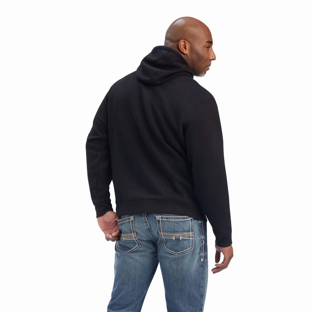 Black Men's Ariat Serape Block Hoodies | 6852-HWYER