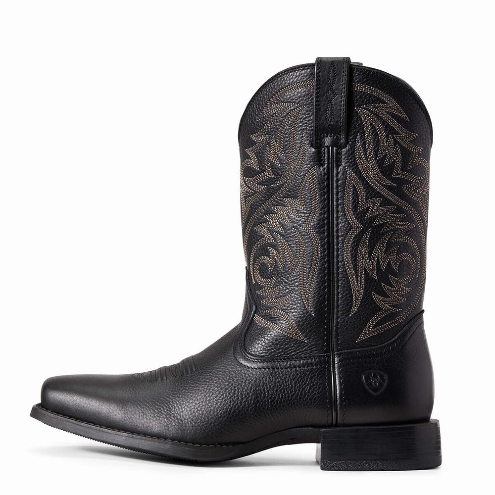 Black Men's Ariat Sport Herdsman Western Boots | 0146-ULWEV