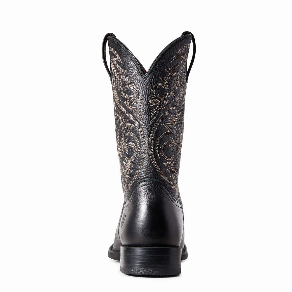 Black Men's Ariat Sport Herdsman Western Boots | 0146-ULWEV