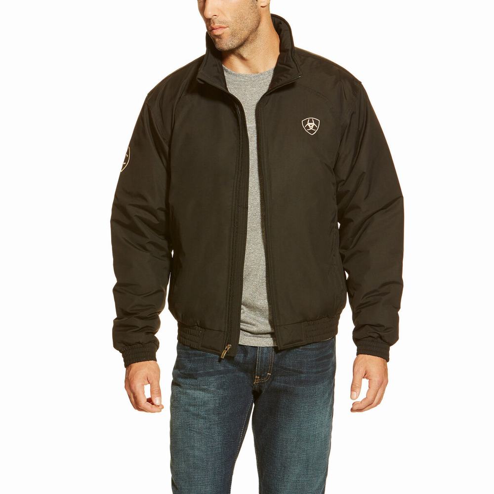 Black Men\'s Ariat Team Logo Insulated Hoodies | 7061-FKAWL