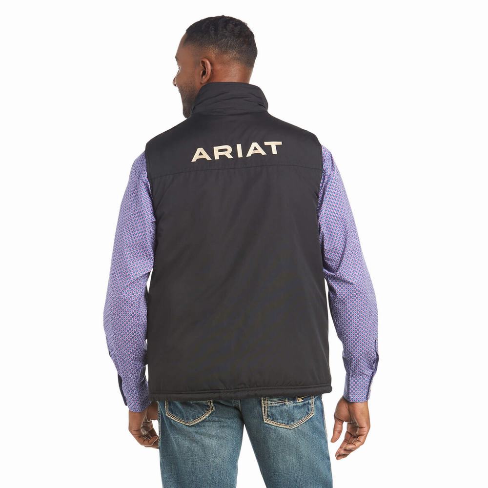 Black Men's Ariat Team Logo Insulated Jackets | 8065-XVNQM