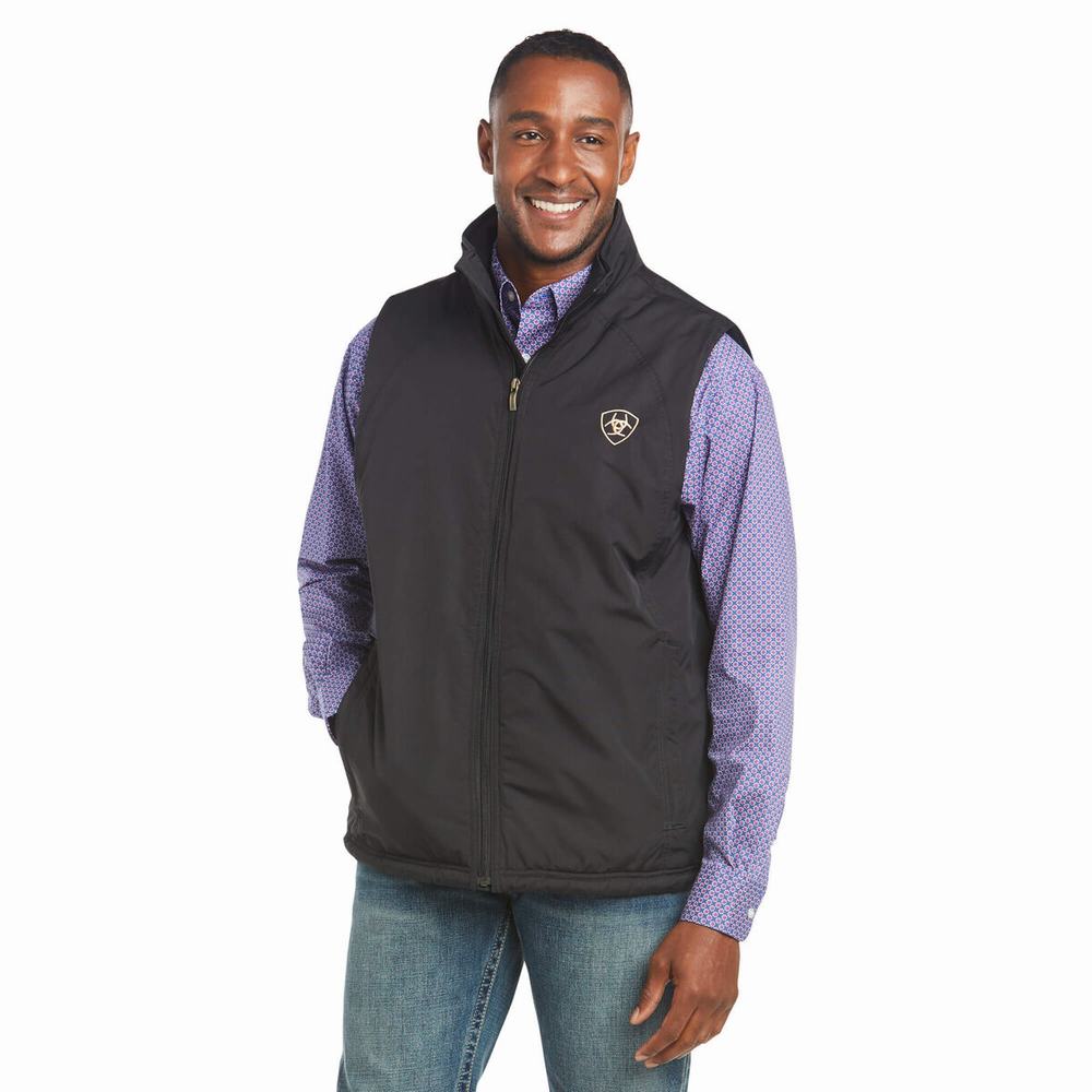 Black Men\'s Ariat Team Logo Insulated Jackets | 8065-XVNQM