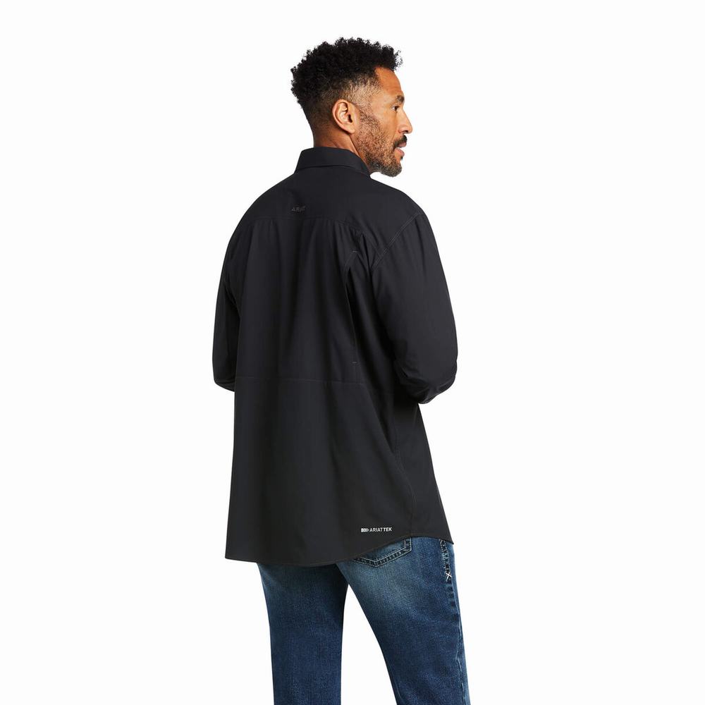 Black Men's Ariat VentTEK Outbound Classic Fit Shirts | 6910-CTWMK