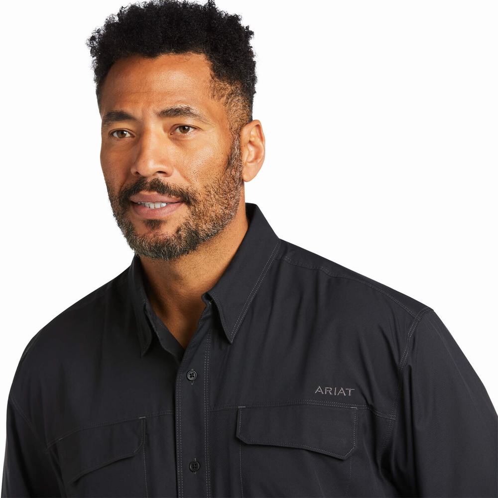 Black Men's Ariat VentTEK Outbound Classic Fit Shirts | 6910-CTWMK