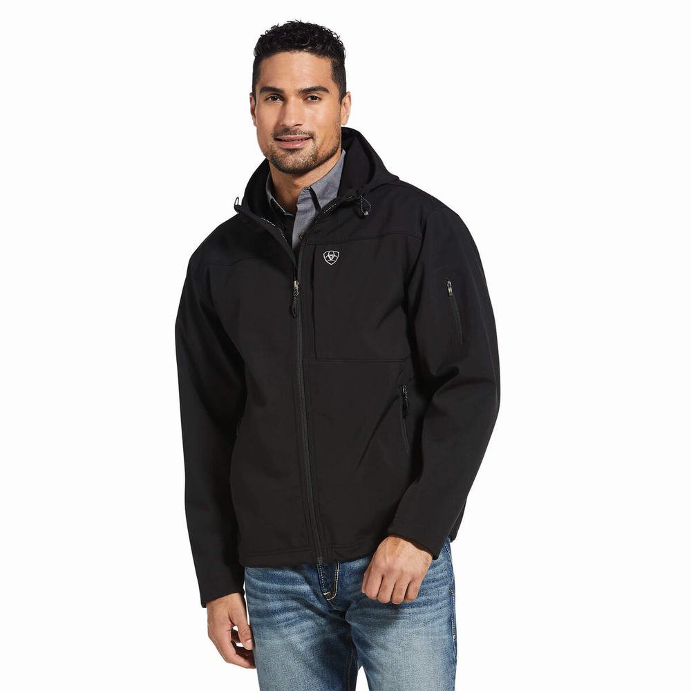 Black Men\'s Ariat Vernon Softshell Water Resistant Jackets | 9538-ZRIGV