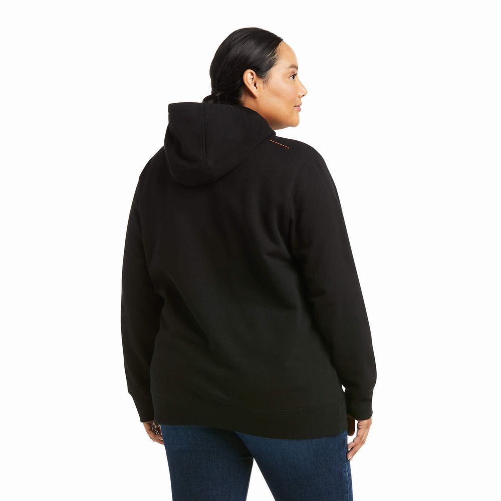 Black Purple Women's Ariat Rebar Graphic Hoodies | 7604-GKAXB