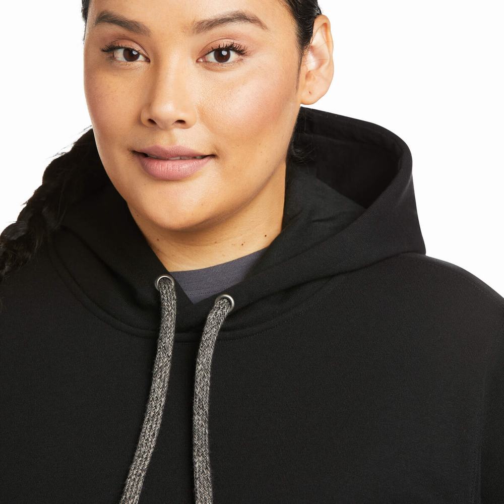 Black Purple Women's Ariat Rebar Graphic Hoodies | 7604-GKAXB