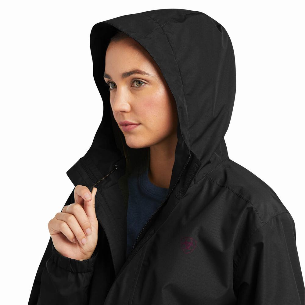 Black Purple Women's Ariat Rebar Stormshell Logo Waterproof Jackets | 4780-CSBNM