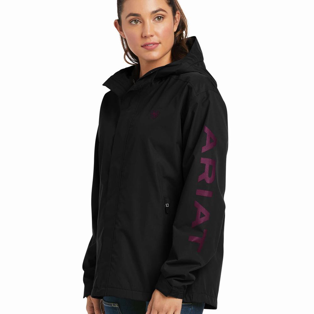 Black Purple Women's Ariat Rebar Stormshell Logo Waterproof Jackets | 4780-CSBNM