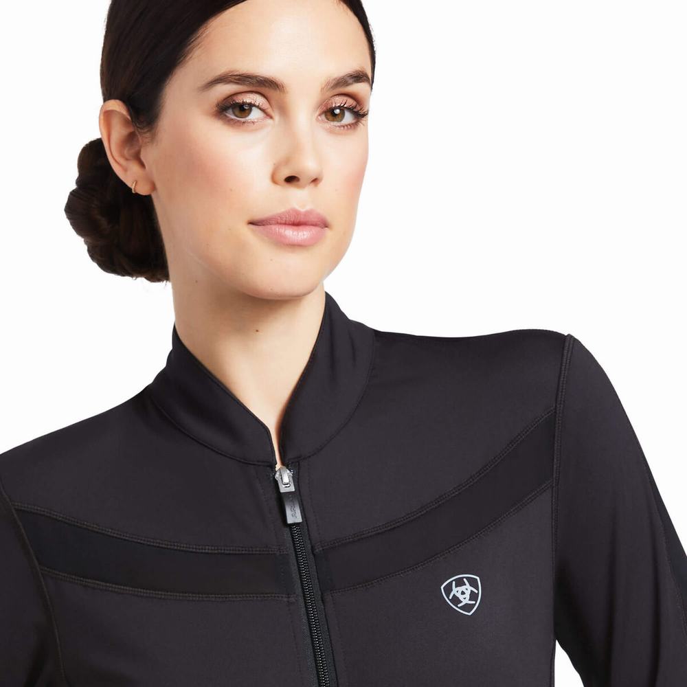 Black Women's Ariat Ascent Full Zip Hoodies | 1579-NMZOT