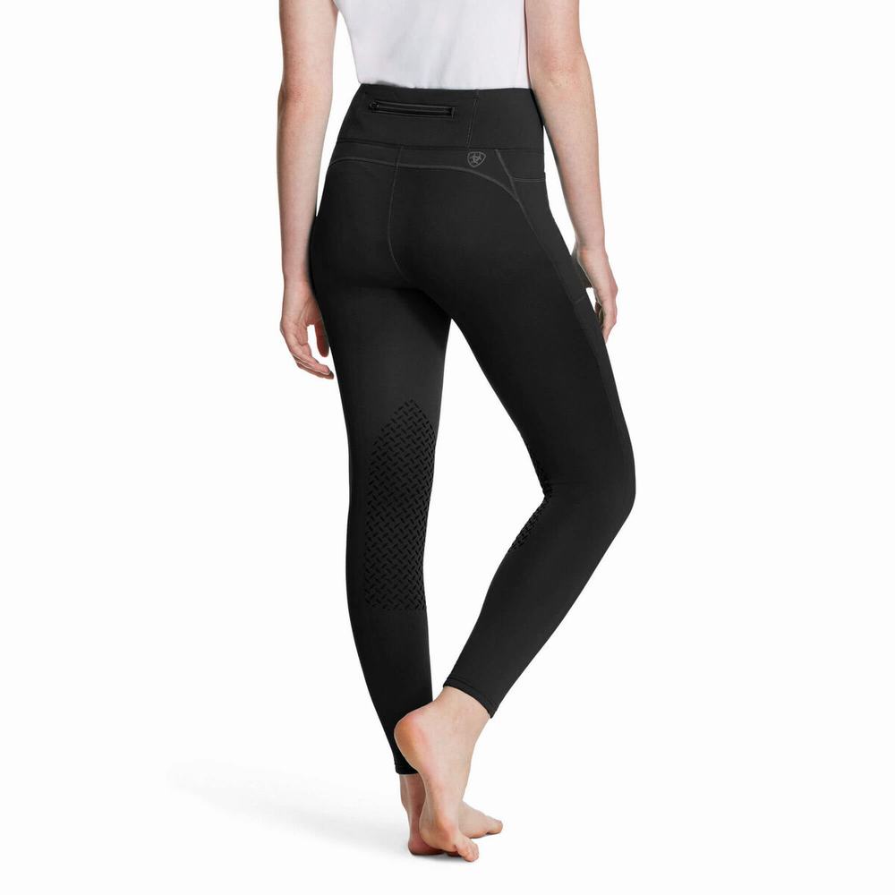 Black Women's Ariat Attain Knee Patch Grip Pants | 6415-RJUHT