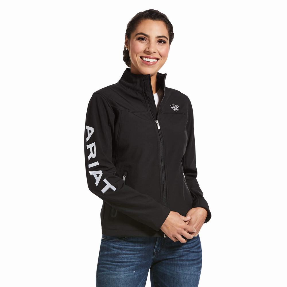 Black Women\'s Ariat Classic Team USA/MEX Softshell Jackets | 8301-TUQMN