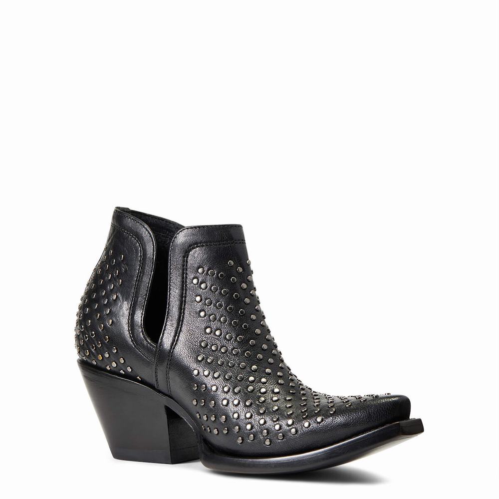 Black Women's Ariat Dixon Studs Booties | 3615-XGDBM