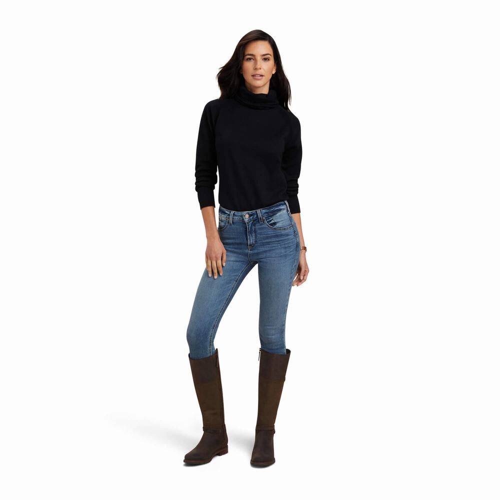 Black Women's Ariat Lexi Sweaters | 0837-KHASD