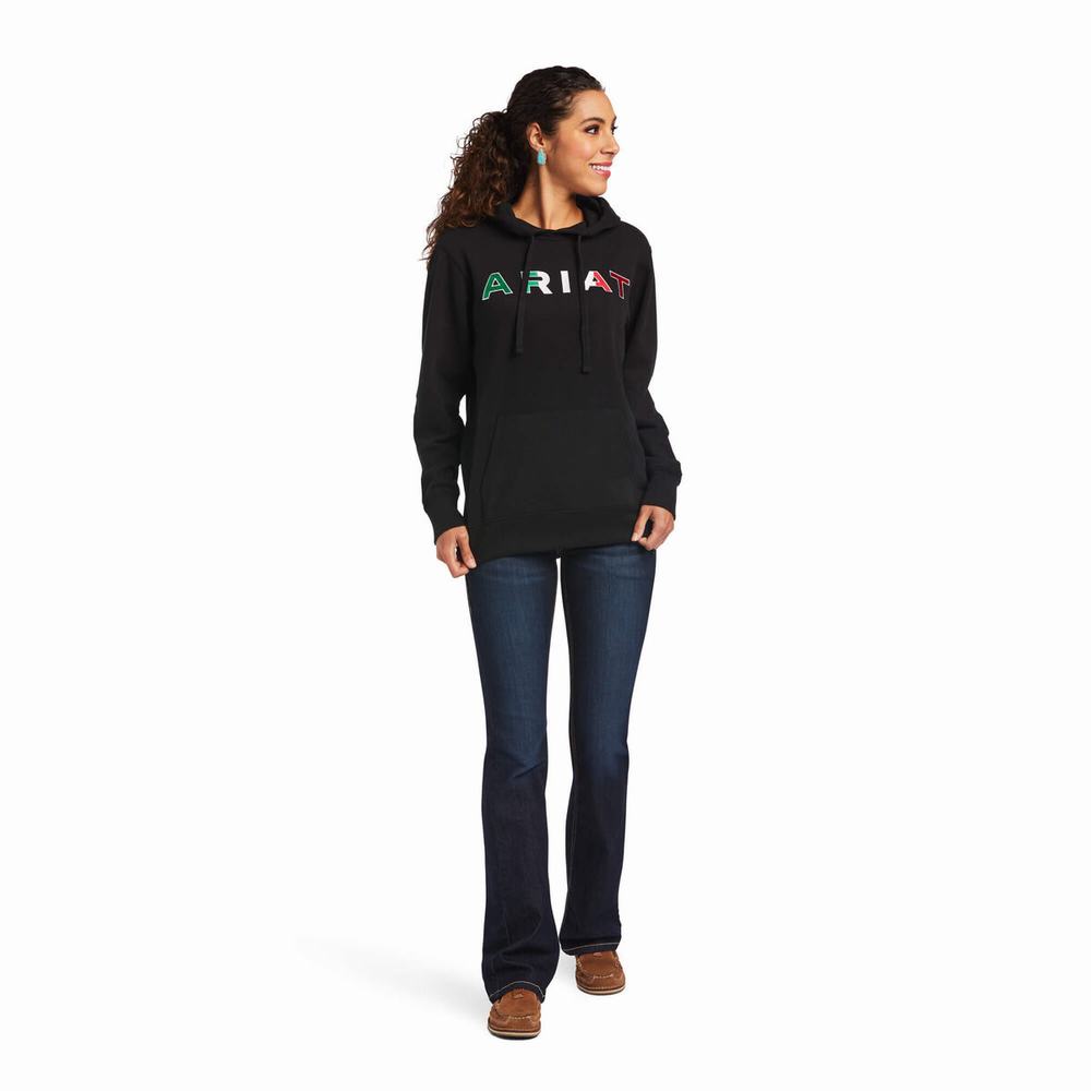 Black Women's Ariat Mexico Hoodies | 7826-KSRVM