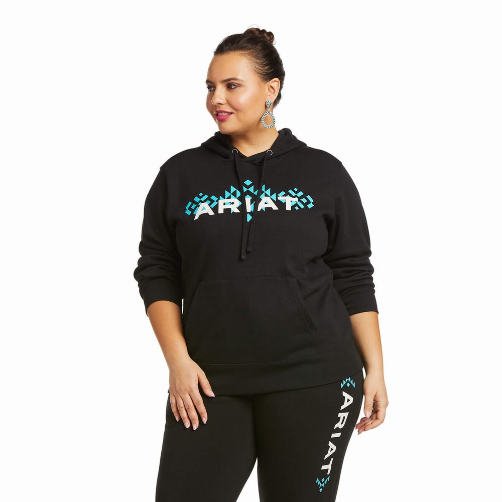 Black Women's Ariat REAL Arm Logo Hoodies | 2816-EAUZS