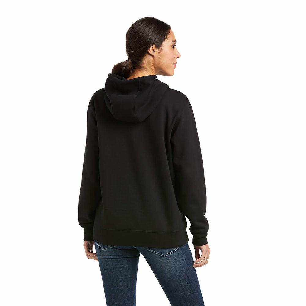 Black Women's Ariat REAL Arm Logo Hoodies | 2816-EAUZS