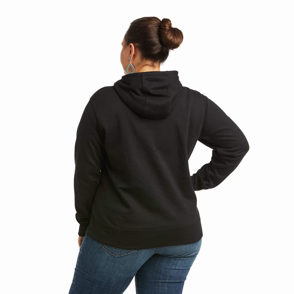 Black Women's Ariat REAL Arm Logo Hoodies | 2816-EAUZS