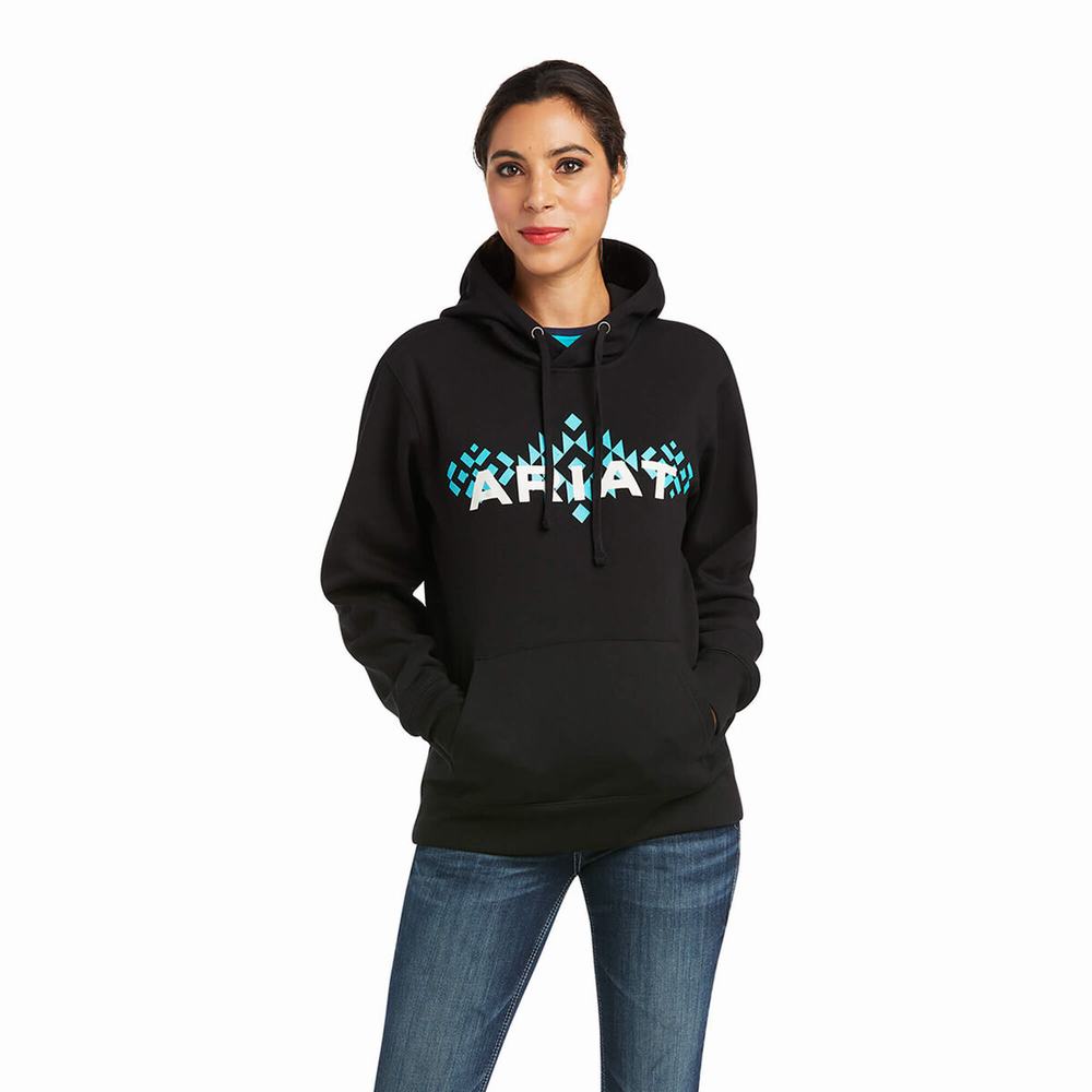 Black Women\'s Ariat REAL Arm Logo Hoodies | 2816-EAUZS