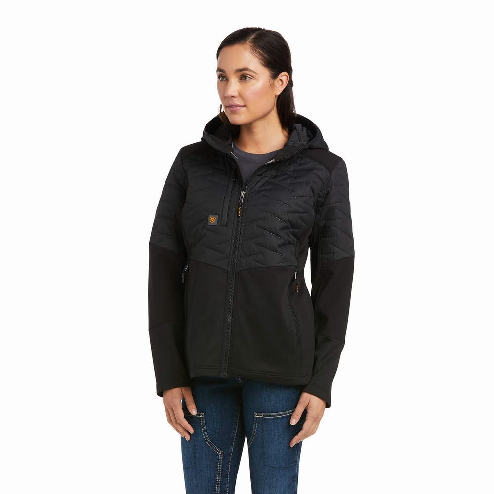 Black Women\'s Ariat Rebar Cloud 9 Water Resistant Insulated Jackets | 6073-OJLEA