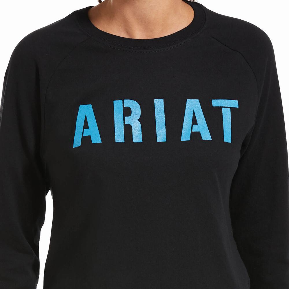 Black Women's Ariat Rebar CottonStrong Block T Shirts | 2973-ODFWK