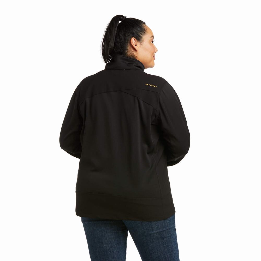 Black Women's Ariat Rebar Dri-Tech DuraStretch Fleece Hybrid Hoodies | 5384-XBRKS