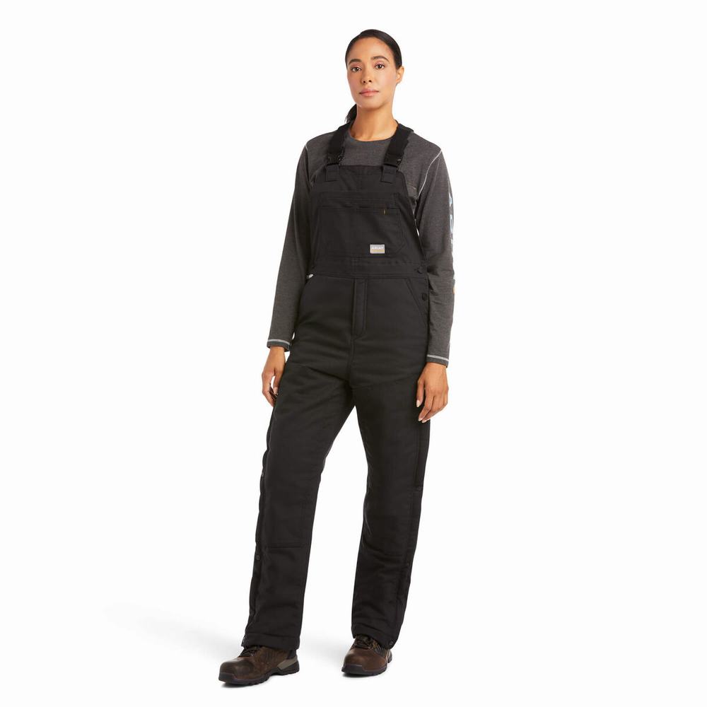 Black Women's Ariat Rebar DuraCanvas Stretch Insulated Pants | 1738-HUZXC