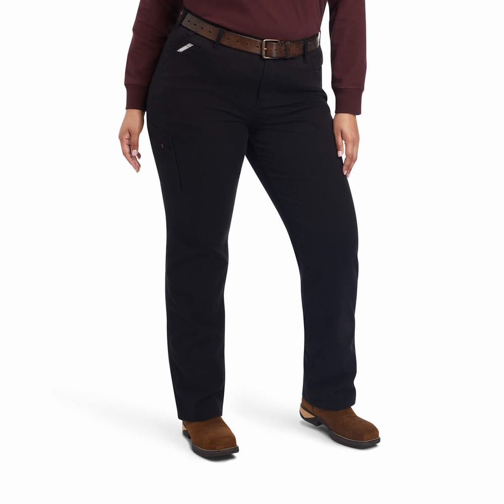 Black Women's Ariat Rebar DuraStretch Made Tough Leg Pants | 8149-MTWZG