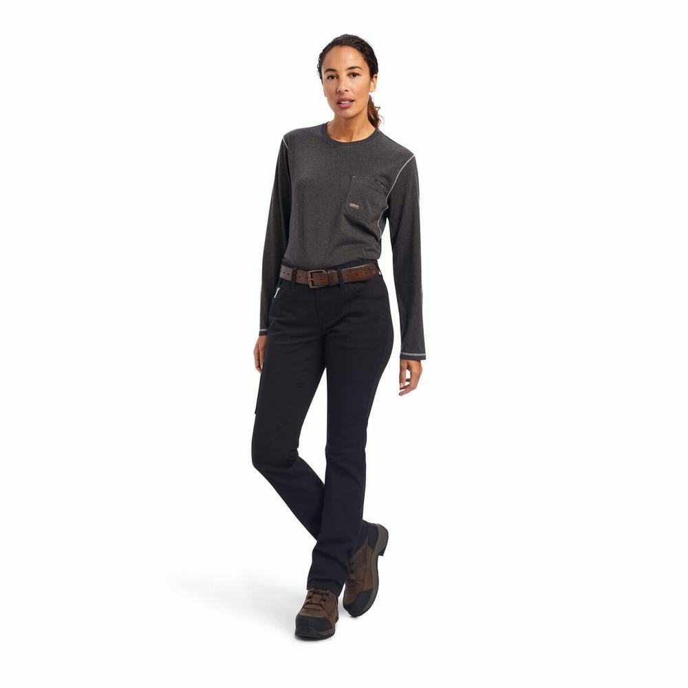 Black Women's Ariat Rebar DuraStretch Made Tough Leg Pants | 8149-MTWZG