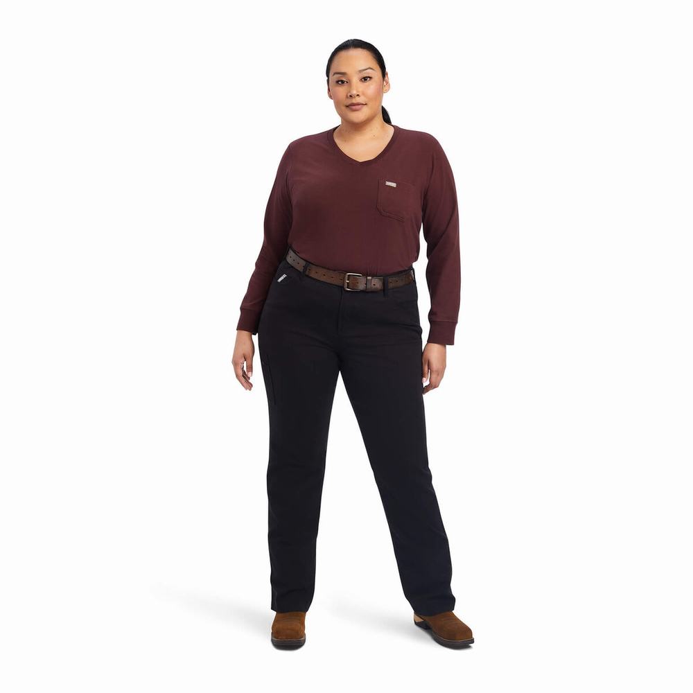 Black Women's Ariat Rebar DuraStretch Made Tough Leg Pants | 8149-MTWZG