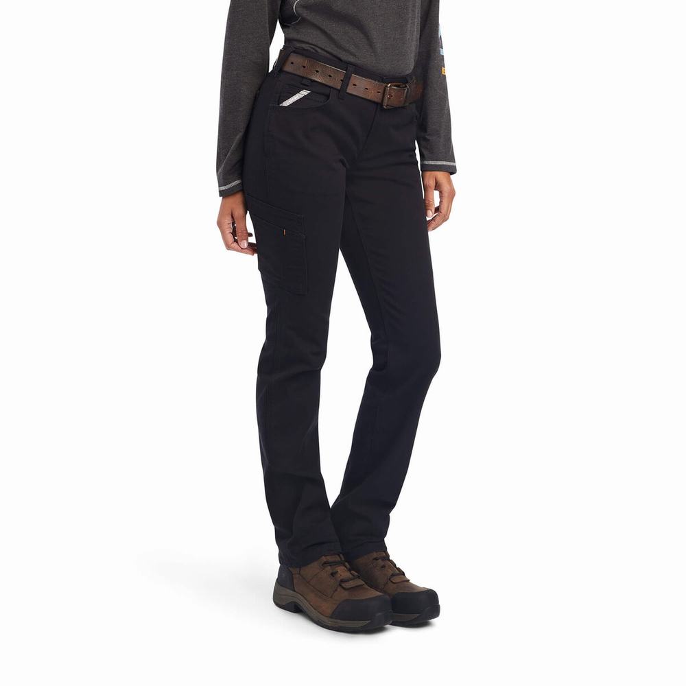 Black Women\'s Ariat Rebar DuraStretch Made Tough Leg Pants | 8149-MTWZG