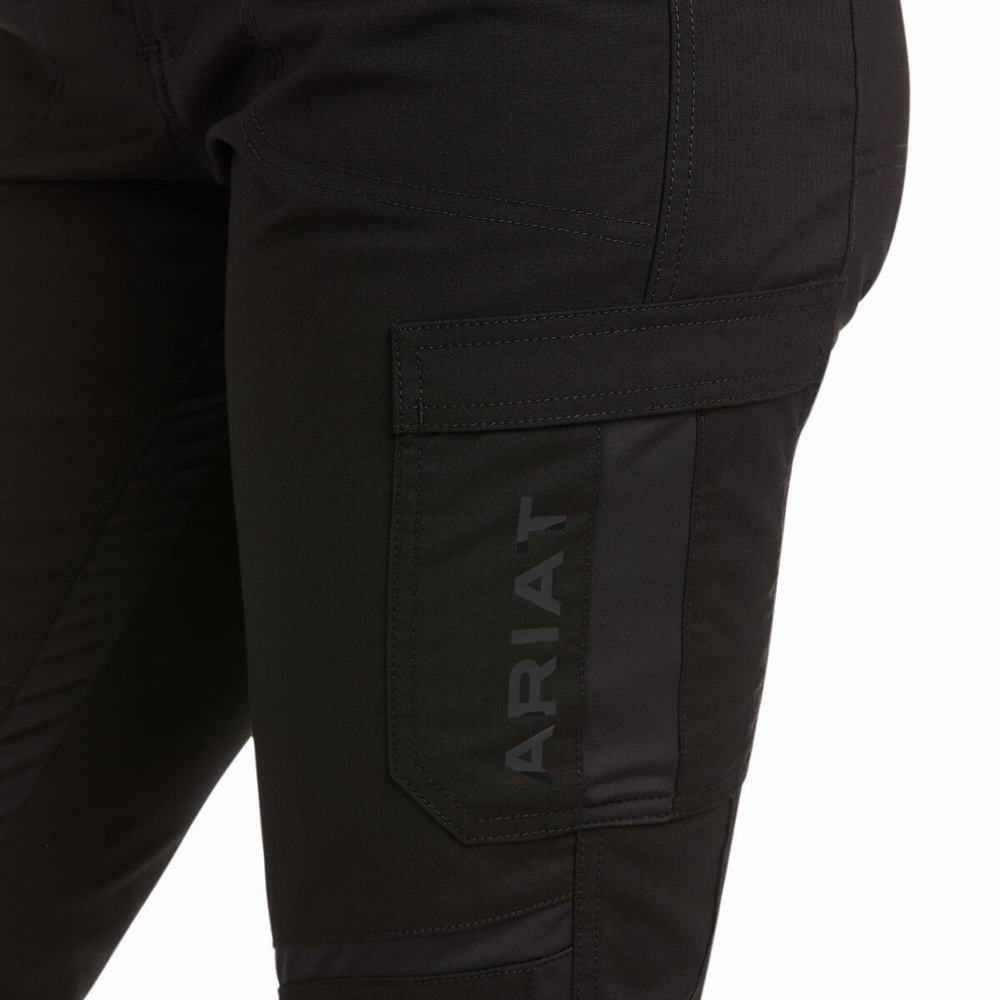 Black Women's Ariat Rebar DuraStretch Ripstop Cargo Leg Pants | 6549-RFGPC