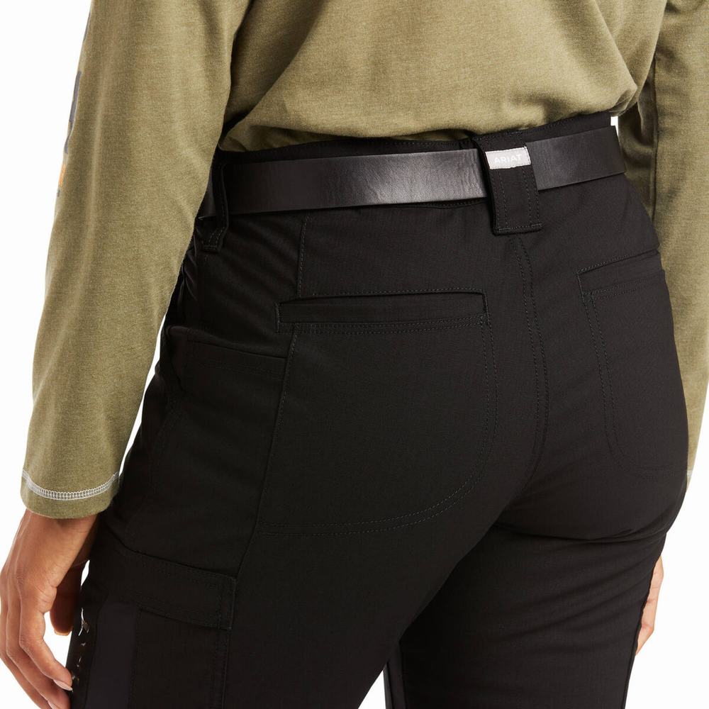 Black Women's Ariat Rebar DuraStretch Ripstop Cargo Leg Pants | 6549-RFGPC