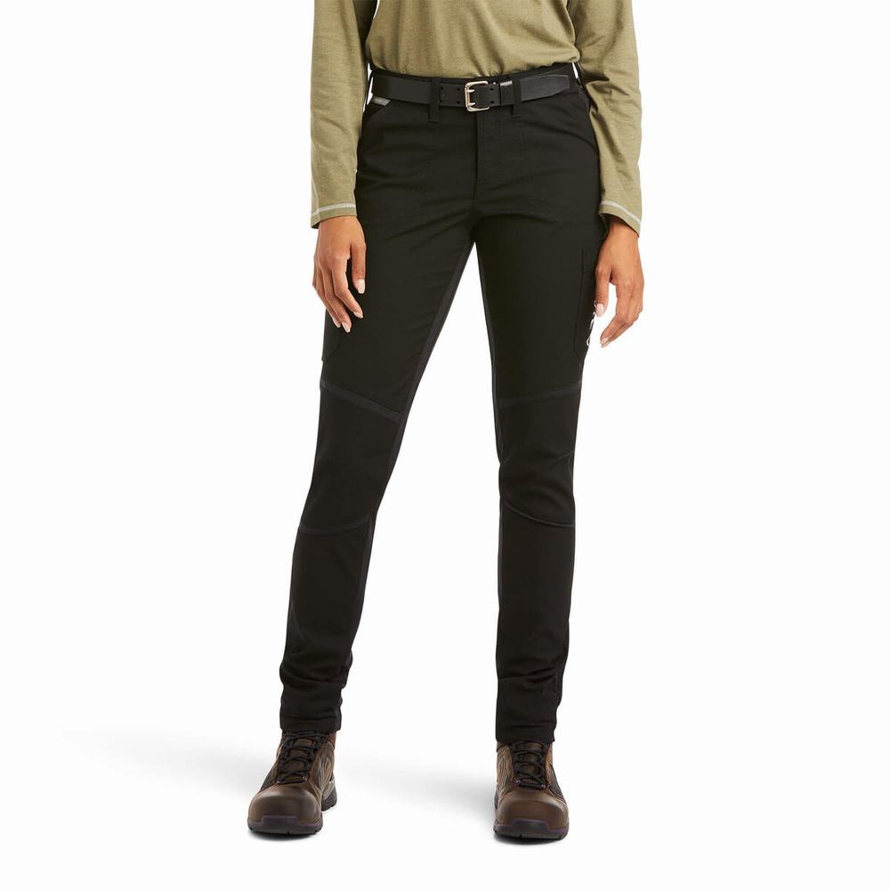 Black Women\'s Ariat Rebar DuraStretch Ripstop Cargo Leg Pants | 6549-RFGPC