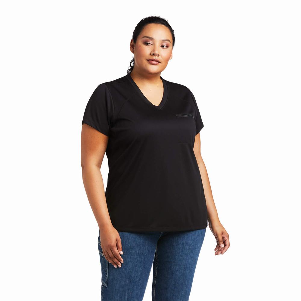 Black Women's Ariat Rebar Polartec Elite All Season Tops | 2746-QAJHK