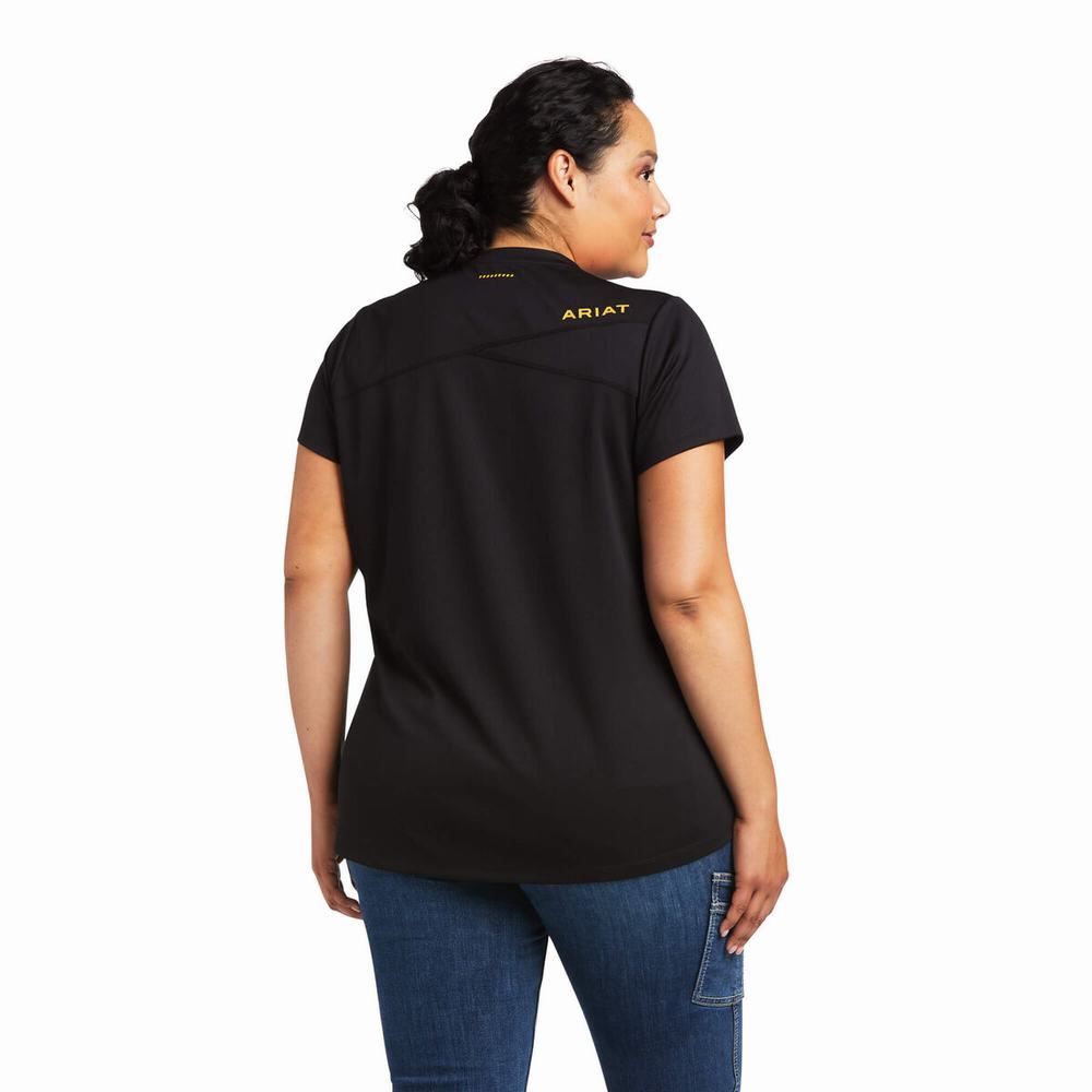 Black Women's Ariat Rebar Polartec Elite All Season Tops | 2746-QAJHK